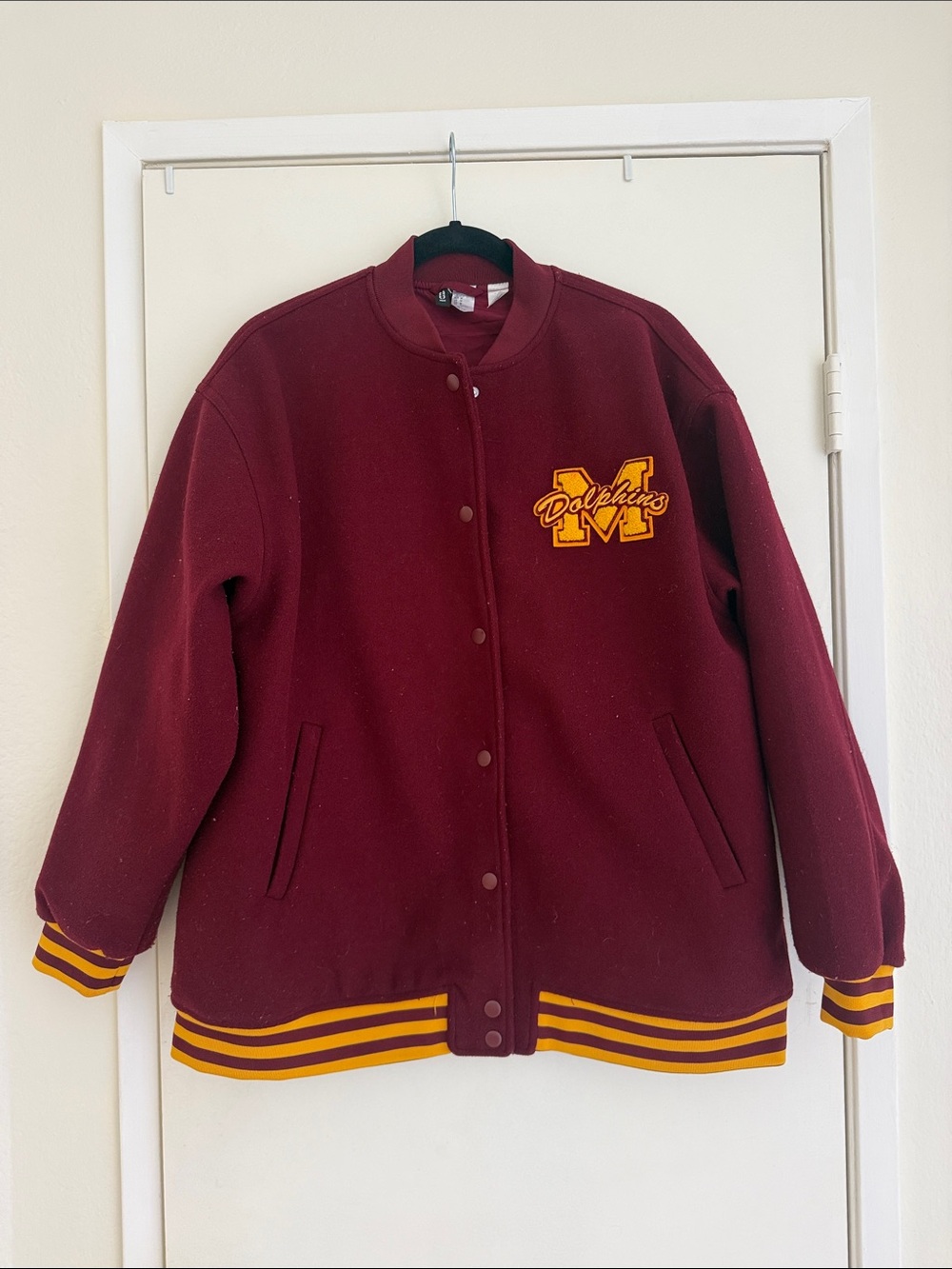 sex education × H&M miami dolphins varsity jacket size M